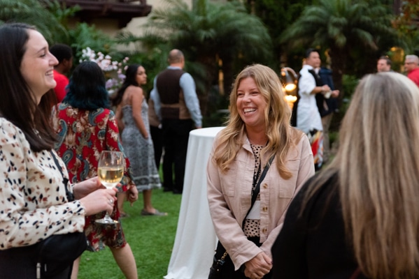 2025 MasterPsych Psychiatry Conference - San Diego, CA Clinicians networking during sunset reception at the Estancia La Jolla Resort & Spa