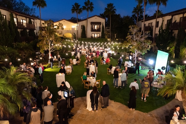 2025 MasterPsych Psychiatry Conference - San Diego, CA Clinicians networking during sunset reception at the Estancia La Jolla Resort & Spa